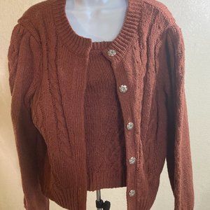 Two Piece Tube Top Brown Sweater Set.